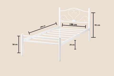 EVGER METAL KARYOLA, K50, BEYAZ, 100X200