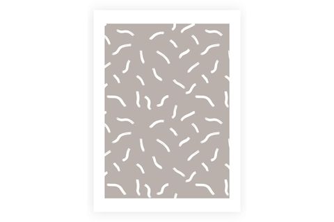 ÇİZGİSEL BEJ DESENLİ TABLO, BEYAZ ÇERÇEVE, 18X24