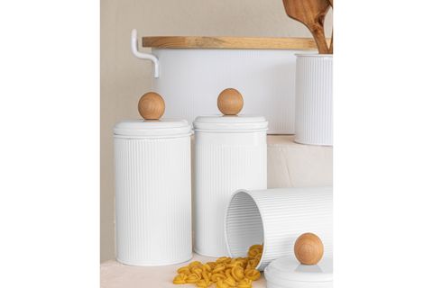 THE MİA STRİPE ÇAY KAHVE ŞEKER KAVANOZU BEYAZ 1,20 LT