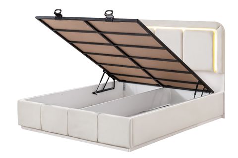 DEMONTE NOX LEDLİ ÇİFT KİŞİLİK BAZA BAŞLIK MAXİ YATAK SETİ, KREM, 160X200