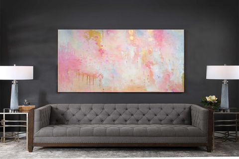 TABLOLIFE PEMBE RÜYALAR YAĞLI BOYA DOKULU TABLO, ÇERÇEVESİZ, 100X150
