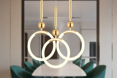 STRUER ÜÇLÜ YUVARLAK LED AVİZE, GOLD