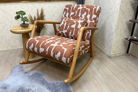 ASEDİA MİNİTO SALLANAN SANDALYE, TURUNCU, NATUREL AHŞAP AYAK