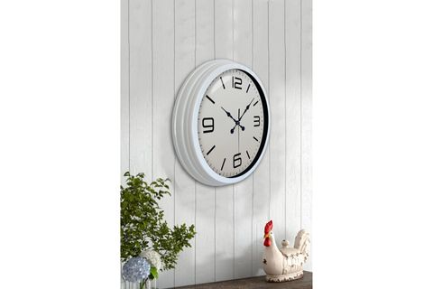 BEYAZ METAL MODERN DUVAR SAATİ 40 CM