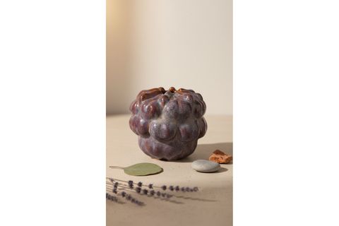 MAVİ KAHVERENGİ SIRLI DEKORATİF VAZO BOHO