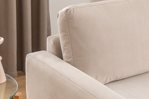 MERLİN MİNİ KÖŞE KOLTUK  NATUREL AYAK, İNCE KOL, KADİFE KUMAŞ, KREM