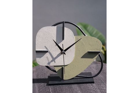 BRAZİL METAL MASA SAATİ, YEŞİL KREM, 25X22 CM
