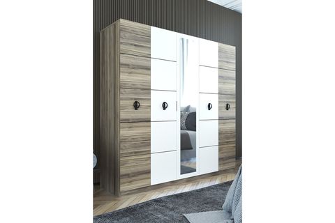DİLAN COUNTRY GARDIROP, 5 KAPAKLI ASKILIKLI, CEVİZ