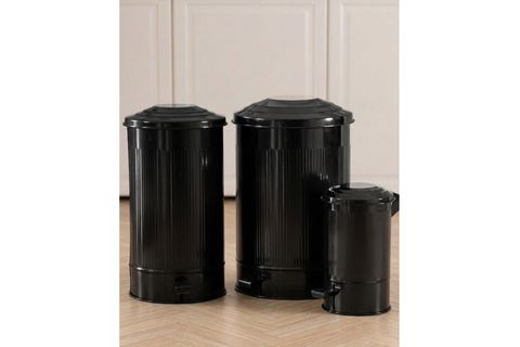 THE MİA STRİPE MUTFAK VE BANYO ÇÖP KOVASI, SİYAH, 5 LT