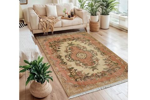 ŞEFTALİ ÇİÇEĞİ VİNTAGE DOKUMA TABAN HALI, 382 YNG, 60X120 CM