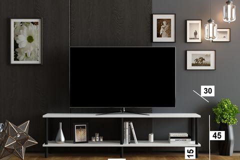 SOLE TV ÜNİTESİ, BEYAZ, 150 CM, SİYAH AYAK