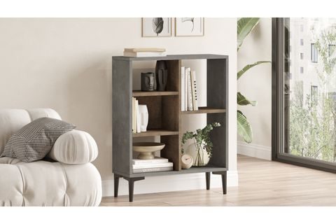 YURUDESİGN LODLE KİTAPLIK RAF AYAKLI, 88 CM, BETON BRONZ, LD1-GP
