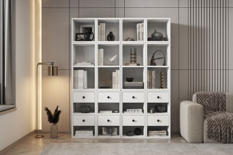 ZARA KİTAPLIK BOL RAFLI OFİS EV KİTAPLIĞI BEYAZ PNR KTP 1119
