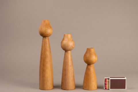KATRE KAYIN AHŞAP ÜÇLÜ ŞAMDAN SETİ, 15-20-25 CM