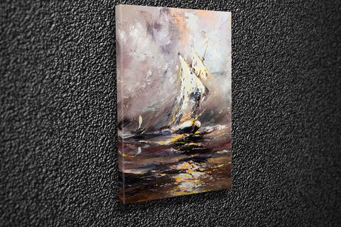 TABLO360 YAĞLIBOYA GÖRÜNÜMLÜ GEMİ KANVAS TABLO 90X60