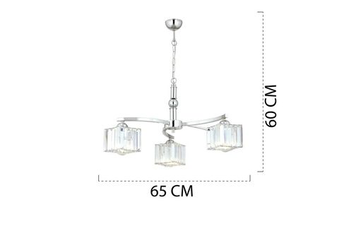 APLİQA RİMA 3 KOLLU KRİSTAL TAŞLI AVİZE, KROM