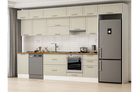 ALVİNKA 390X240 CM KLASİK MEBRAN MUTFAK DOLABI, MB E90S50S50 1 MEBRAN KUMTAŞI SUNTALAM