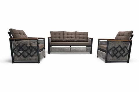 BERRA METAL ÜÇLÜ OTURMA GRUBU, GRİ