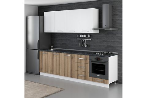 MİNAR DEFNE 260 CM MUTFAK DOLABI BEYAZ DORE 260-D6