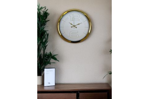 ELEGANT WHİTE GOLD METAL DUVAR SAATİ 40 CM