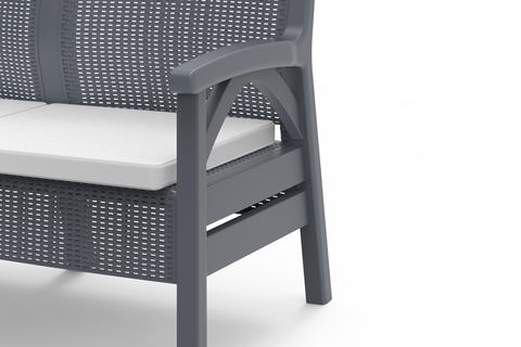 VİOLET RATTAN 5 KİŞİLİK OTURMA GRUBU MİNDERLİ CAMLI SEHPALI TAKIM, ANTRASİT