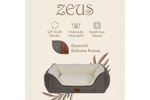 ZEUS KÖPEK YATAĞI KAHVE EKRU XL BEDEN 75X95X22
