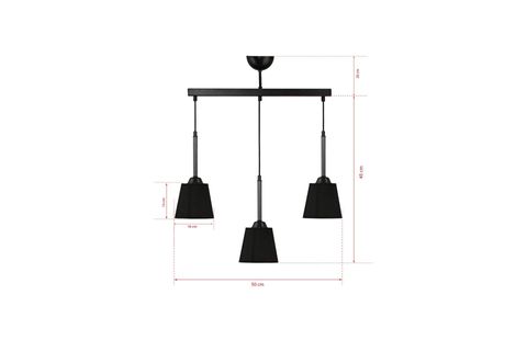 ÜÇLÜ CAKALI SİYAH SARKIT AVİZE ANTRASİT SİYAH ŞAPKALI