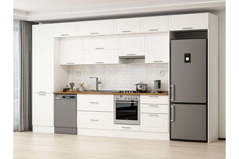 ALVİNKA 400X240 CM KLASİK MEBRAN MUTFAK DOLABI, MBB E80B60S60 1 MEBRAN BEYAZ SUNTALAM