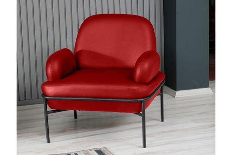 VİANEM DERİ ASTER BERJER, KIRMIZI, SİYAH METAL AYAK