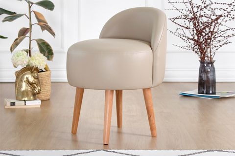 BURKS DERİ PUF, BEJ