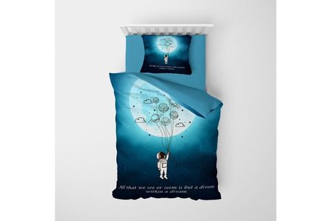MONOHOME GECE MOTTOM 3D PAMUK SATEN TEK KİŞİLİK NEVRESİM TAKIMI, 160X220 CM