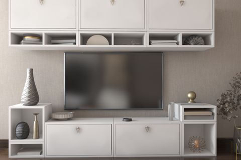 LERON GENİŞ DEPOLAMA ALANLI ÇOK BÖLMELİ DUVAR RAF SETİ VE TV DOLABI NRG TVT 1004