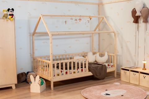 NATURKİDZ PINE MONTESSORI ÇATILI KARYOLA, ÇAM, 90X190