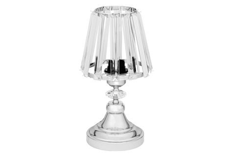 EVLİGHT İKİLİ KRİSTAL GÖVDELİ ABAJUR, TAŞLI, GÜMÜŞ