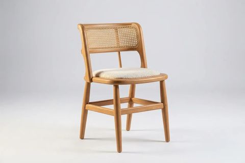 ODİN SANDALYE, NATUREL AHŞAP, KREM KUMAŞ