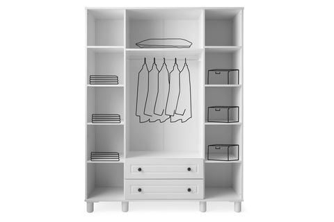 HİRA GARDIROP, BEYAZ, 4 KAPAKLI