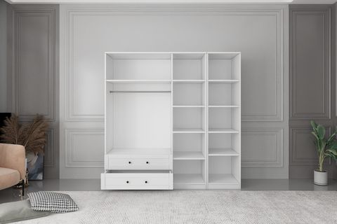 SANDAL GARDIROP, 4 KAPAKLI 2 ÇEKMECELİ, BEYAZ, ÇITALI, 180CM261