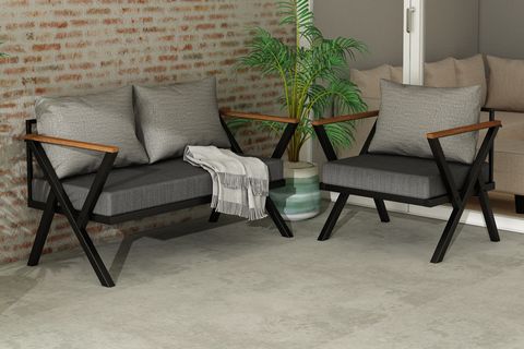 WOODESK BEGONVİL İKİLİ BAHÇE TAKIMI, GRİ, CPT5531-130