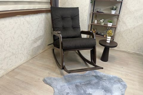 KONTES SALLANAN SANDALYE, ACI KAHVE, KOYU CEVİZ AYAK