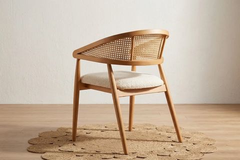 GAZEL SANDALYE, NATUREL AHŞAP, KREM KUMAŞ