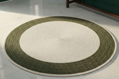 AURA YUVARLAK HALI, BEYAZ YEŞİL, 150 CM