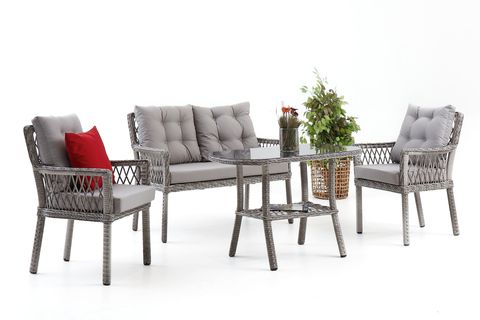 PİRUS RATTAN BAHÇE İKİLİ OTURMA GRUBU,GRİ