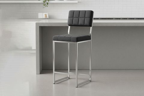 RİVA BAR MUTFAK SANDALYESİ, KROM KAPLAMA AYAKLI, ANTRASİT