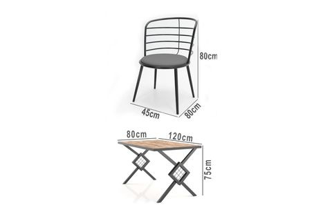 HUGA METAL AYAKLI YEMEK MASASI, ÇAM,  4 KİŞİLİK