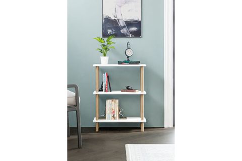 BUKİ DEKORATİF AHŞAP AYAKLI KİTAPLIK, 3 RAFLI, BEYAZ
