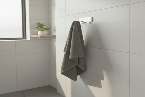 YAPIŞKANLI PASLANMAZ ÇELİK 2 ASKILI BANYO ASKILIĞI, GÜMÜŞ GRİ, 7X4X3 CM