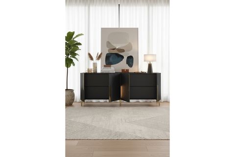 EVVA KONSOL VE TV SEHPASI, ANTRASİT GOLD, 180 CM