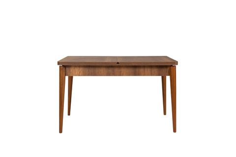 KELEBEK MASA VE BEAD SANDALYE TAKIMI, CEVİZ, KREM, 130X80