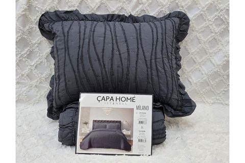 ÇAPA HOME MİLANO ÇİFT KİŞİLİK FIRFIRLI YATAK ÖRTÜSÜ, ANTRASİT