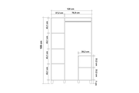LEVA GARDIROP, ATLANTİK BEYAZ, 3 KAPAKLI